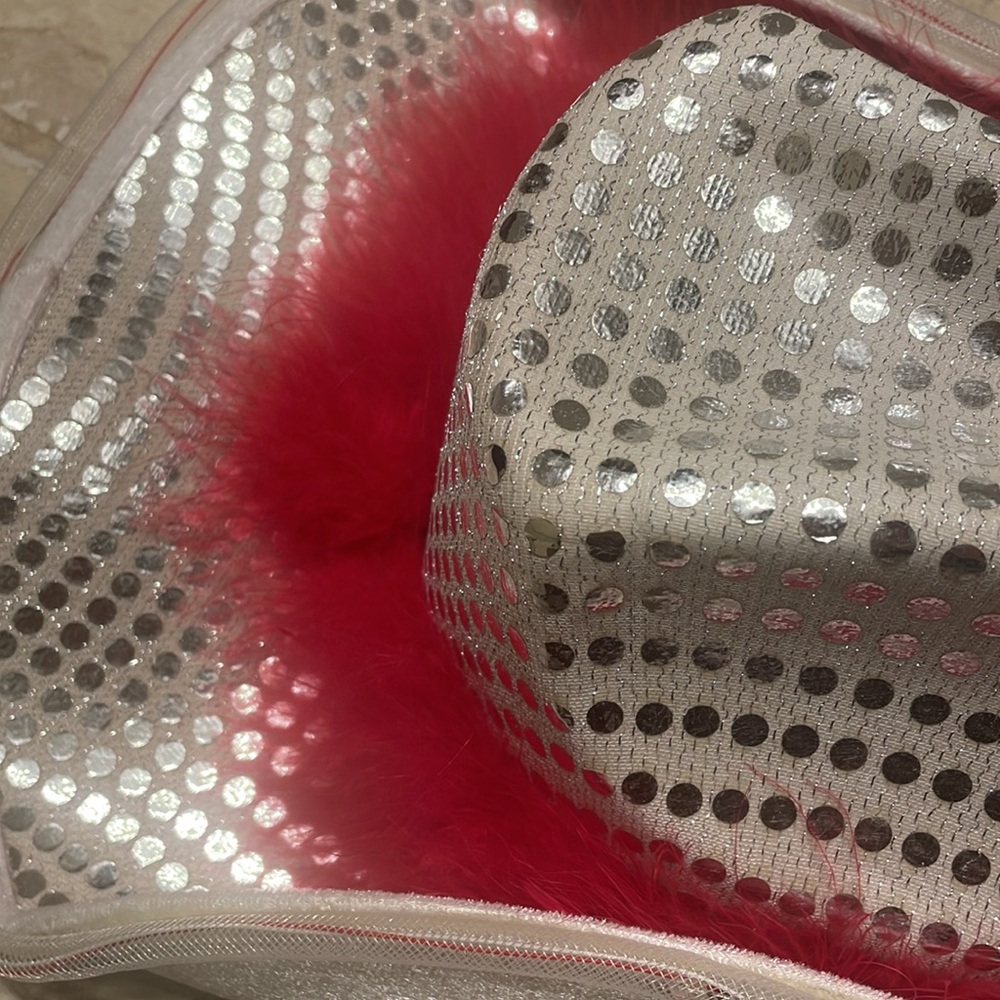 Silver with Red Boa Light Up Cowboy/Cowgirl Hat - Picture 13 of 13